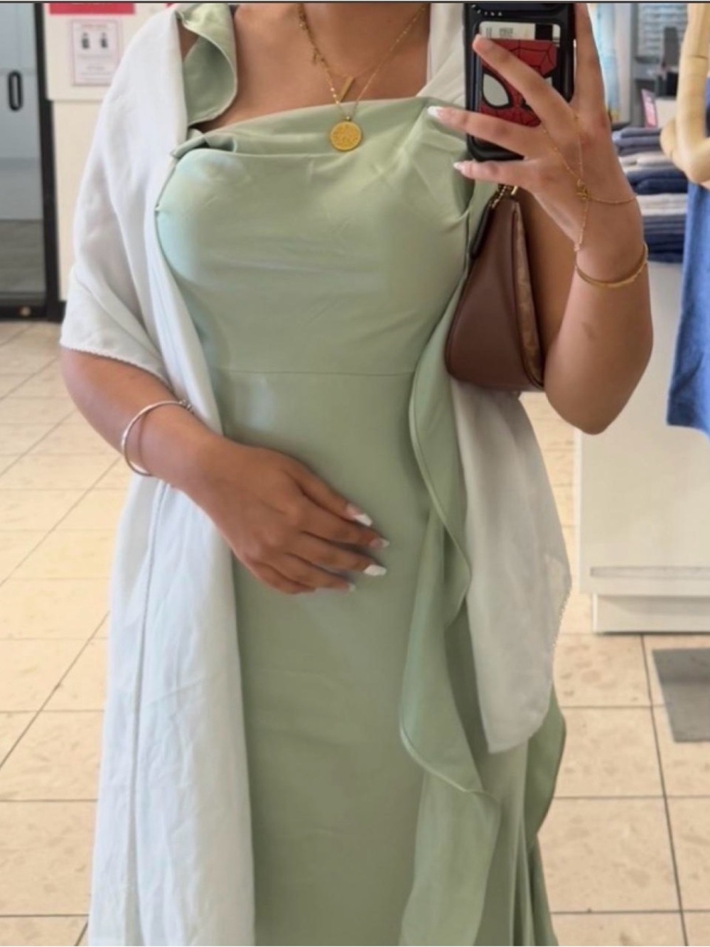 Cider Sage Green Satin Evening Dress